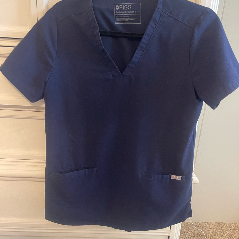 Figs Deep Blue V-Neck Scrub Top